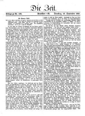 Die Zeit Dienstag 10. September 1861