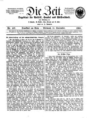 Die Zeit Mittwoch 11. September 1861