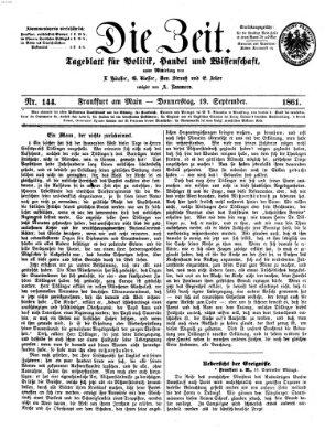 Die Zeit Donnerstag 19. September 1861