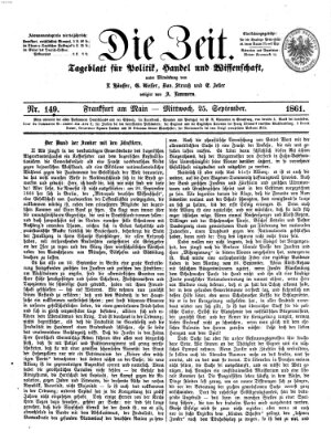 Die Zeit Mittwoch 25. September 1861