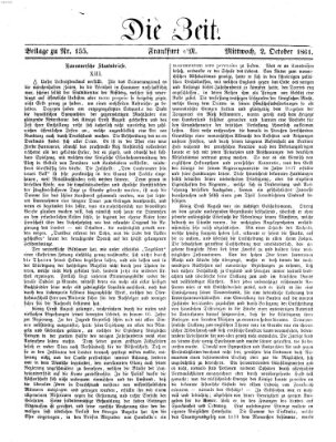 Die Zeit Mittwoch 2. Oktober 1861