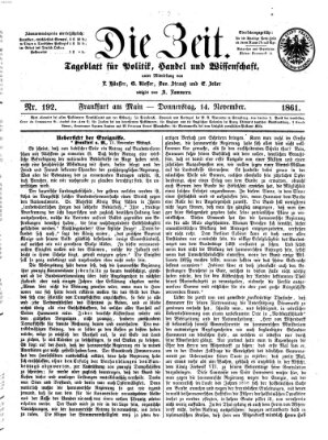 Die Zeit Donnerstag 14. November 1861