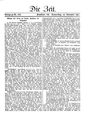 Die Zeit Donnerstag 14. November 1861