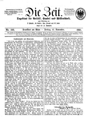 Die Zeit Freitag 15. November 1861