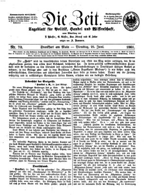 Die Zeit Dienstag 25. Juni 1861