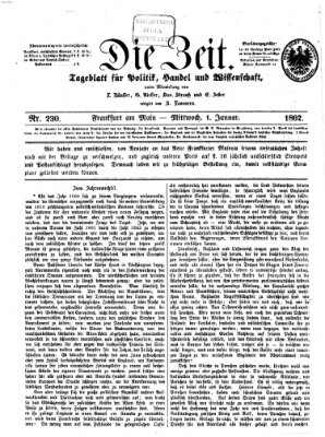 Die Zeit Mittwoch 1. Januar 1862