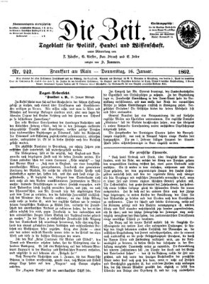 Die Zeit Donnerstag 16. Januar 1862