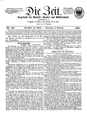 Die Zeit Sonntag 2. Februar 1862