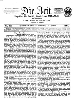 Die Zeit Donnerstag 13. Februar 1862