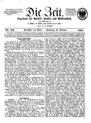 Die Zeit Samstag 22. Februar 1862