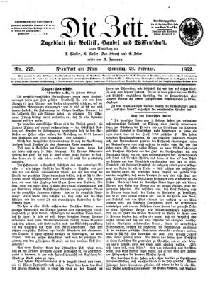 Die Zeit Sonntag 23. Februar 1862