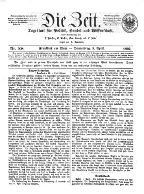 Die Zeit Donnerstag 3. April 1862