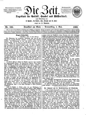 Die Zeit Donnerstag 1. Mai 1862