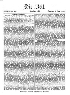 Die Zeit Sonntag 8. Juni 1862