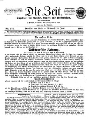 Die Zeit Mittwoch 25. Juni 1862