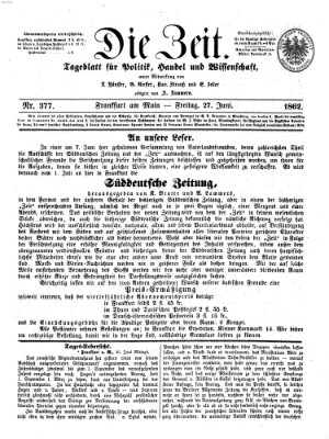 Die Zeit Freitag 27. Juni 1862