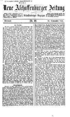 Neue Aschaffenburger Zeitung und Aschaffenburger Anzeiger (Beobachter am Main und Aschaffenburger Anzeiger) Mittwoch 20. September 1865