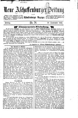 Neue Aschaffenburger Zeitung und Aschaffenburger Anzeiger (Beobachter am Main und Aschaffenburger Anzeiger) Freitag 29. September 1865