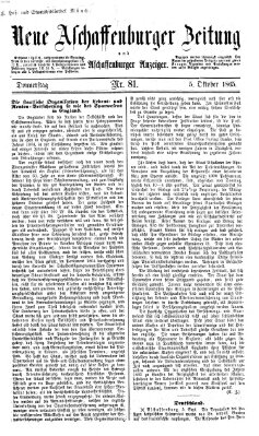 Neue Aschaffenburger Zeitung und Aschaffenburger Anzeiger (Beobachter am Main und Aschaffenburger Anzeiger) Donnerstag 5. Oktober 1865