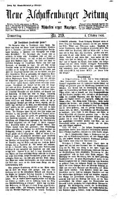 Neue Aschaffenburger Zeitung und Aschaffenburger Anzeiger (Beobachter am Main und Aschaffenburger Anzeiger) Donnerstag 4. Oktober 1866