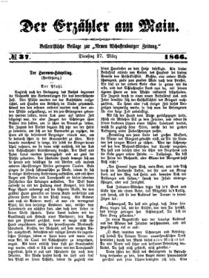 Der Erzähler am Main (Beobachter am Main und Aschaffenburger Anzeiger) Dienstag 27. März 1866