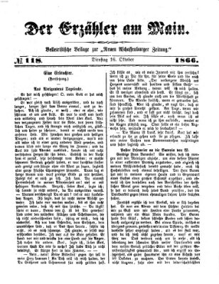 Der Erzähler am Main (Beobachter am Main und Aschaffenburger Anzeiger) Dienstag 16. Oktober 1866