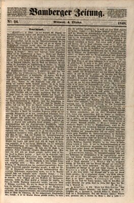 Bamberger Zeitung Mittwoch 4. Oktober 1848