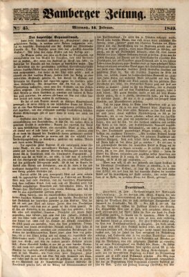 Bamberger Zeitung Mittwoch 14. Februar 1849