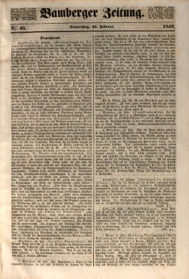 Bamberger Zeitung Donnerstag 15. Februar 1849