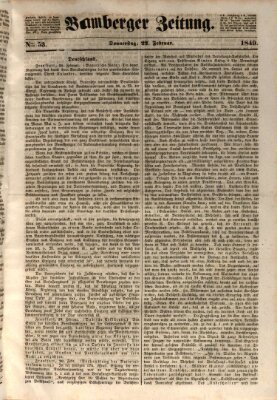 Bamberger Zeitung Donnerstag 22. Februar 1849