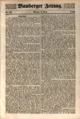 Bamberger Zeitung Montag 2. April 1849