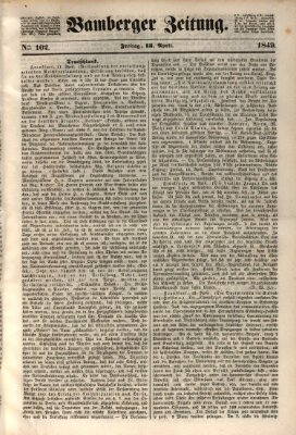 Bamberger Zeitung Freitag 13. April 1849