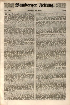 Bamberger Zeitung Mittwoch 18. April 1849