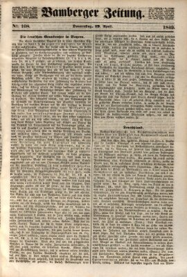 Bamberger Zeitung Donnerstag 19. April 1849