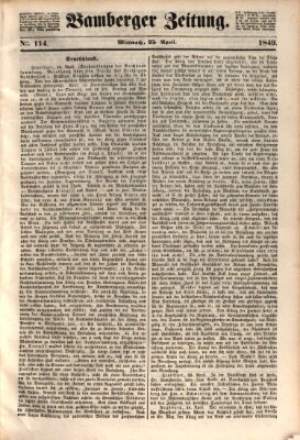 Bamberger Zeitung Mittwoch 25. April 1849