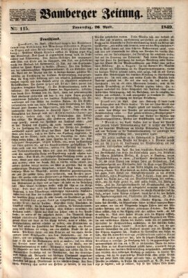 Bamberger Zeitung Donnerstag 26. April 1849