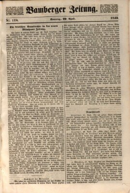 Bamberger Zeitung Sonntag 29. April 1849