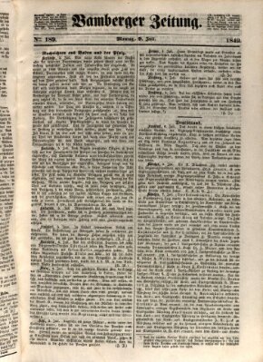 Bamberger Zeitung Montag 9. Juli 1849