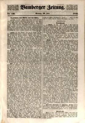 Bamberger Zeitung Montag 16. Juli 1849