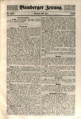 Bamberger Zeitung Montag 30. Juli 1849