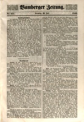 Bamberger Zeitung Dienstag 31. Juli 1849