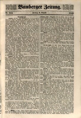 Bamberger Zeitung Freitag 3. August 1849