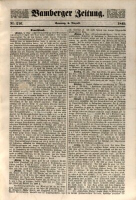 Bamberger Zeitung Sonntag 5. August 1849