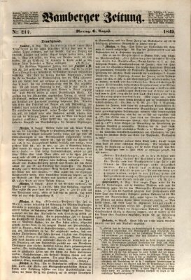 Bamberger Zeitung Montag 6. August 1849