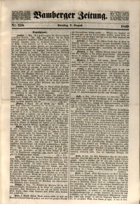 Bamberger Zeitung Dienstag 7. August 1849