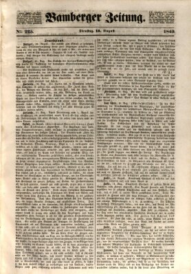 Bamberger Zeitung Dienstag 14. August 1849