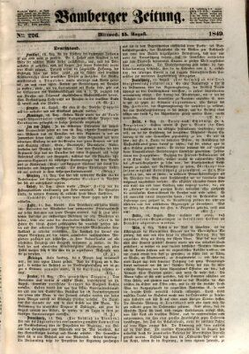 Bamberger Zeitung Mittwoch 15. August 1849