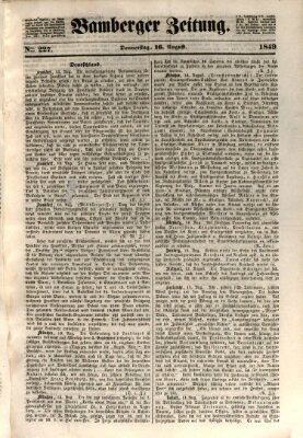 Bamberger Zeitung Donnerstag 16. August 1849