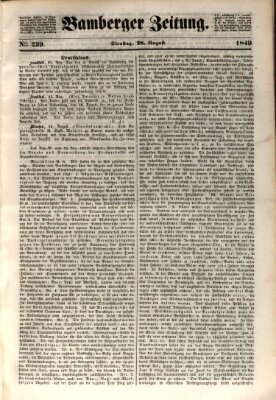 Bamberger Zeitung Dienstag 28. August 1849