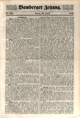 Bamberger Zeitung Freitag 31. August 1849